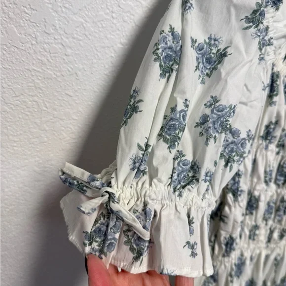 Antonio Melani Blue Floral Smocked Midi Dress NWT Size 12 Cottagecore - Picture 8 of 14